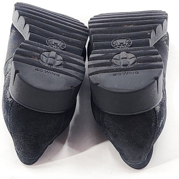 MEPHISTO Loriane Black Sparkly Leather Slip-On Loafers Wedge Heel - Picture 9 of 10